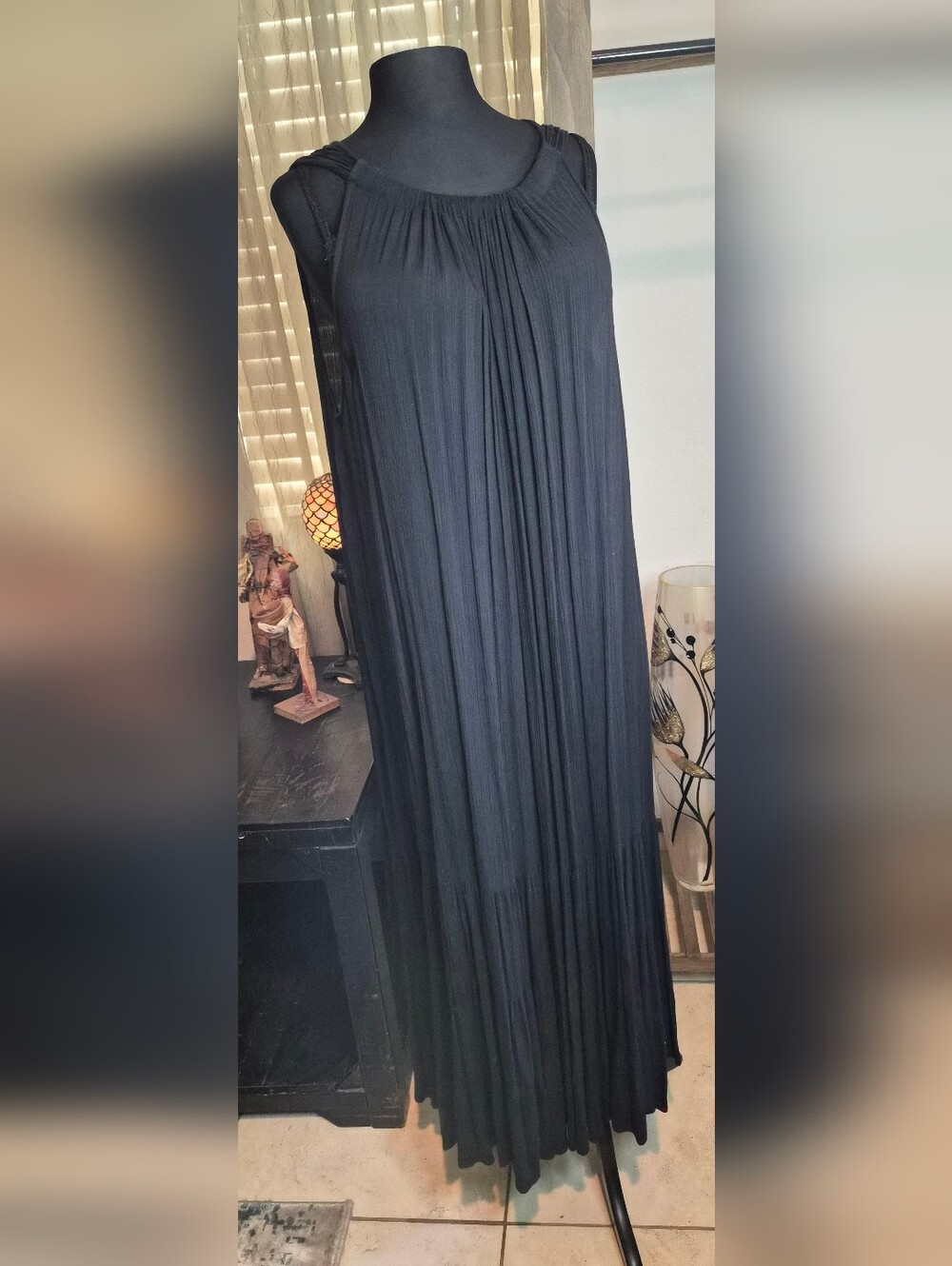 Lane Bryant Black Pleated Tiered Maxi Dress Size 26/28 #0238
